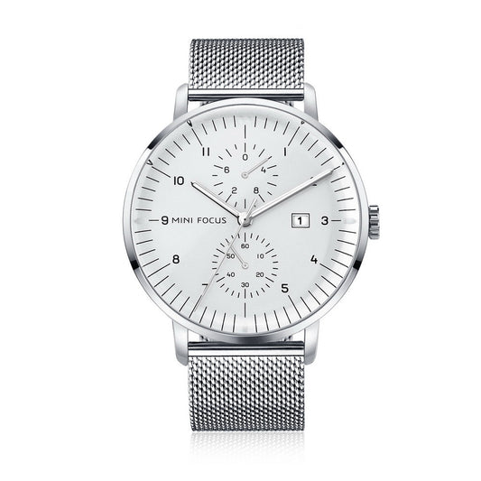 Slim Bauhaus Chronograph — Steel — Silver Mesh