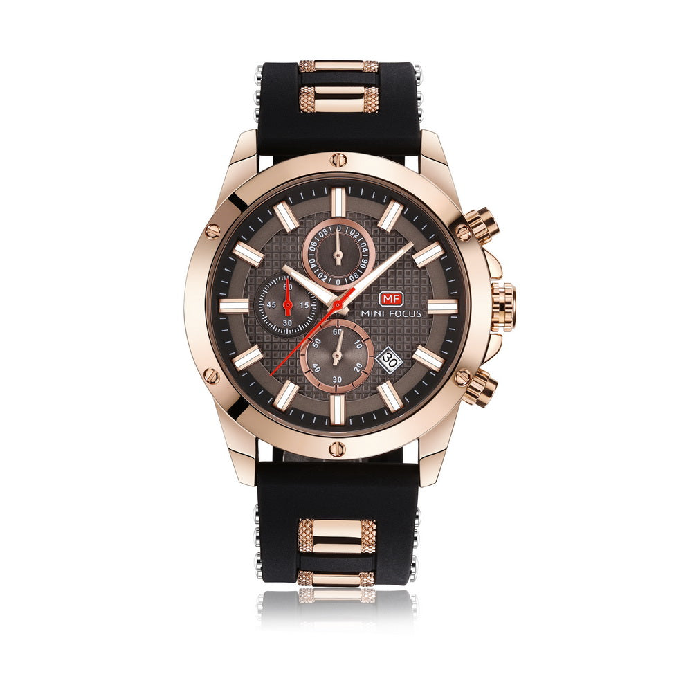 Sport Chronograph Silicone — Rose Gold Black