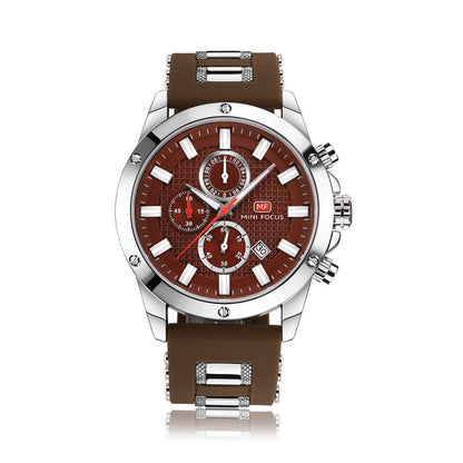 Sport Chronograph Silicone — Silver Brown