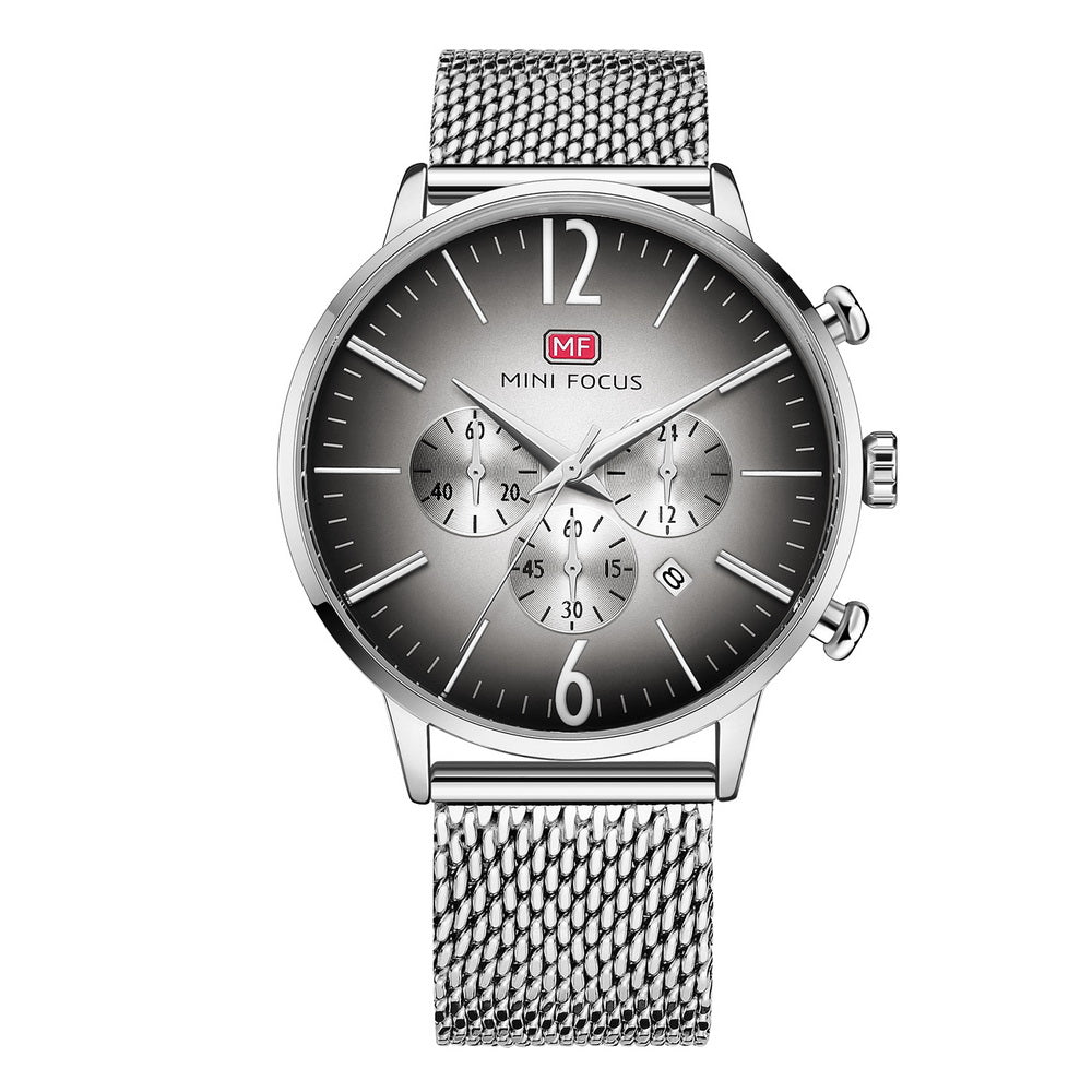 Smoky Chronograph Mesh — Silver Grey Mesh