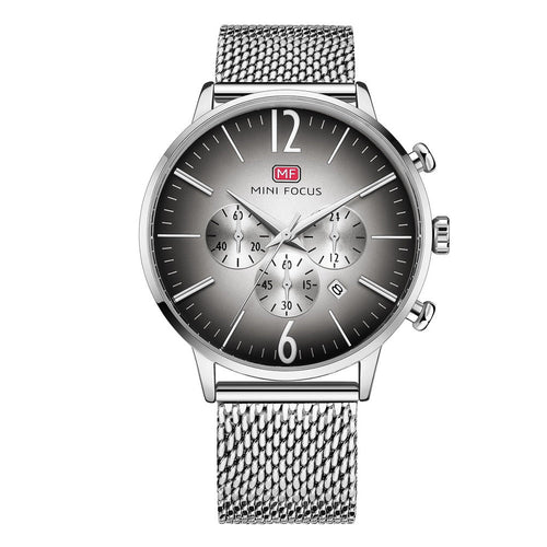 Smoky Chronograph Mesh — Silver Grey Mesh