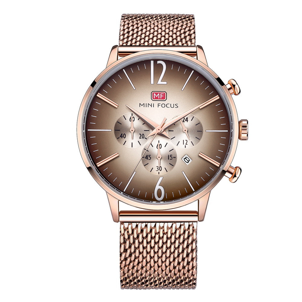 Smoky Chronograph Mesh — Rose Gold Mesh