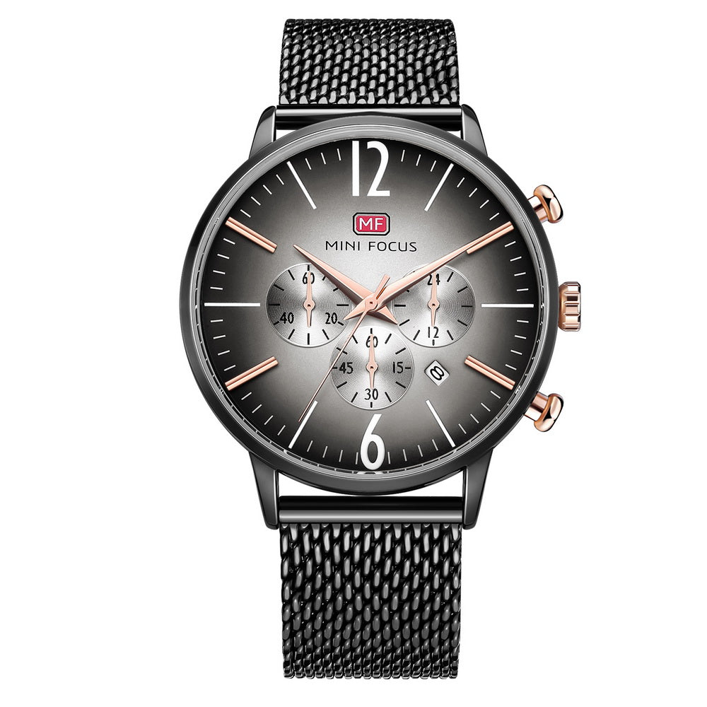 Smoky Chronograph Mesh — Black Grey Mesh