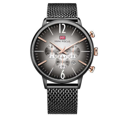 Smoky Chronograph Mesh — Black Grey Mesh