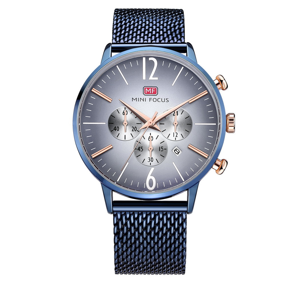 Smoky Chronograph Mesh — Blue Mesh
