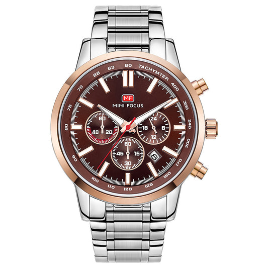 Tachymeter Chronograph Steel Bracelet — Rose Gold Brown