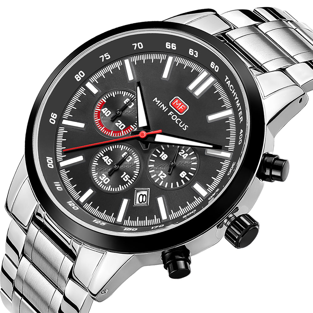 Tachymeter Chronograph Steel Bracelet — Black