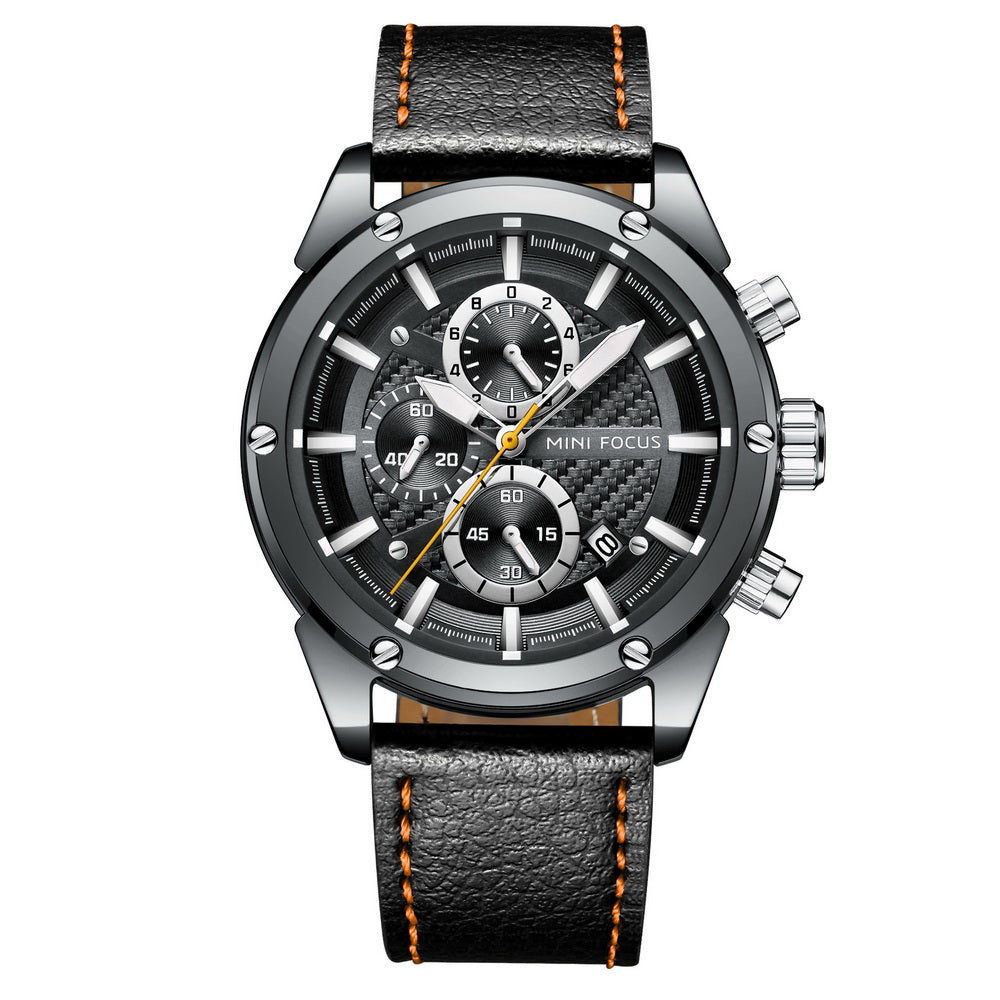 Sport Chronograph Leather — Black Orange