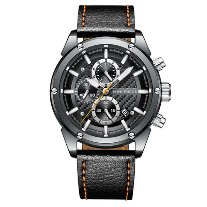 Sport Chronograph Leather — Black Orange
