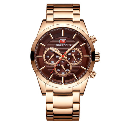 Classic Chronograph Bracelet — Rose Gold Coffee