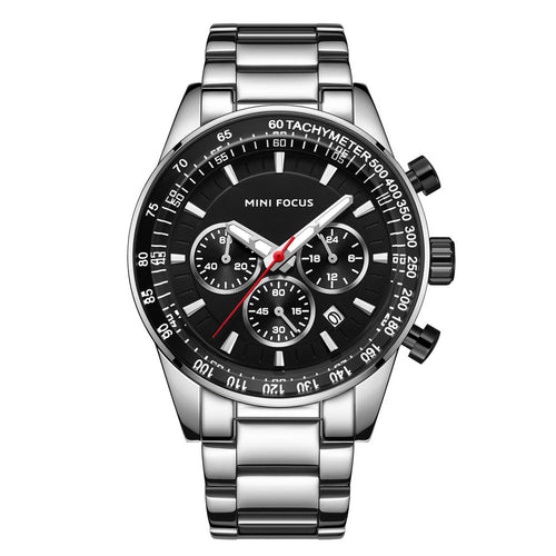 Tachymeter Chronograph Bracelet — Silver Black