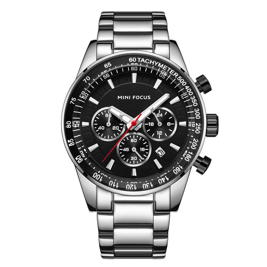 Tachymeter Chronograph Bracelet — Silver Black