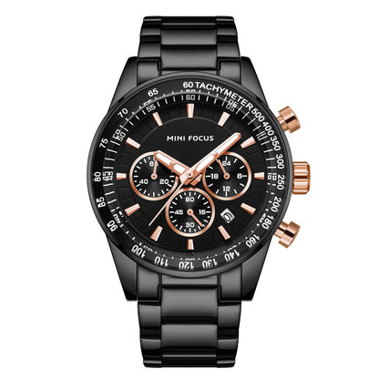 Tachymeter Chronograph Bracelet — Black Rose Gold
