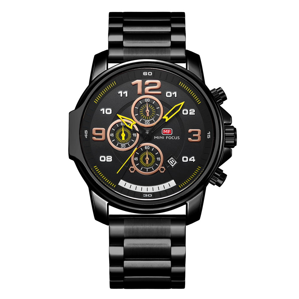 Sport Chronograph Steel Bracelet II — Black
