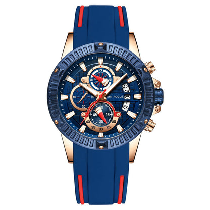 Sport Chronograph Silicone II — Rose Gold Blue
