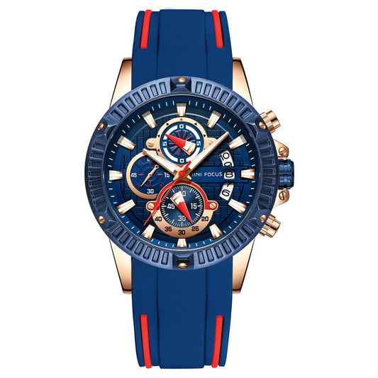 Sport Chronograph Silicone II — Rose Gold Blue