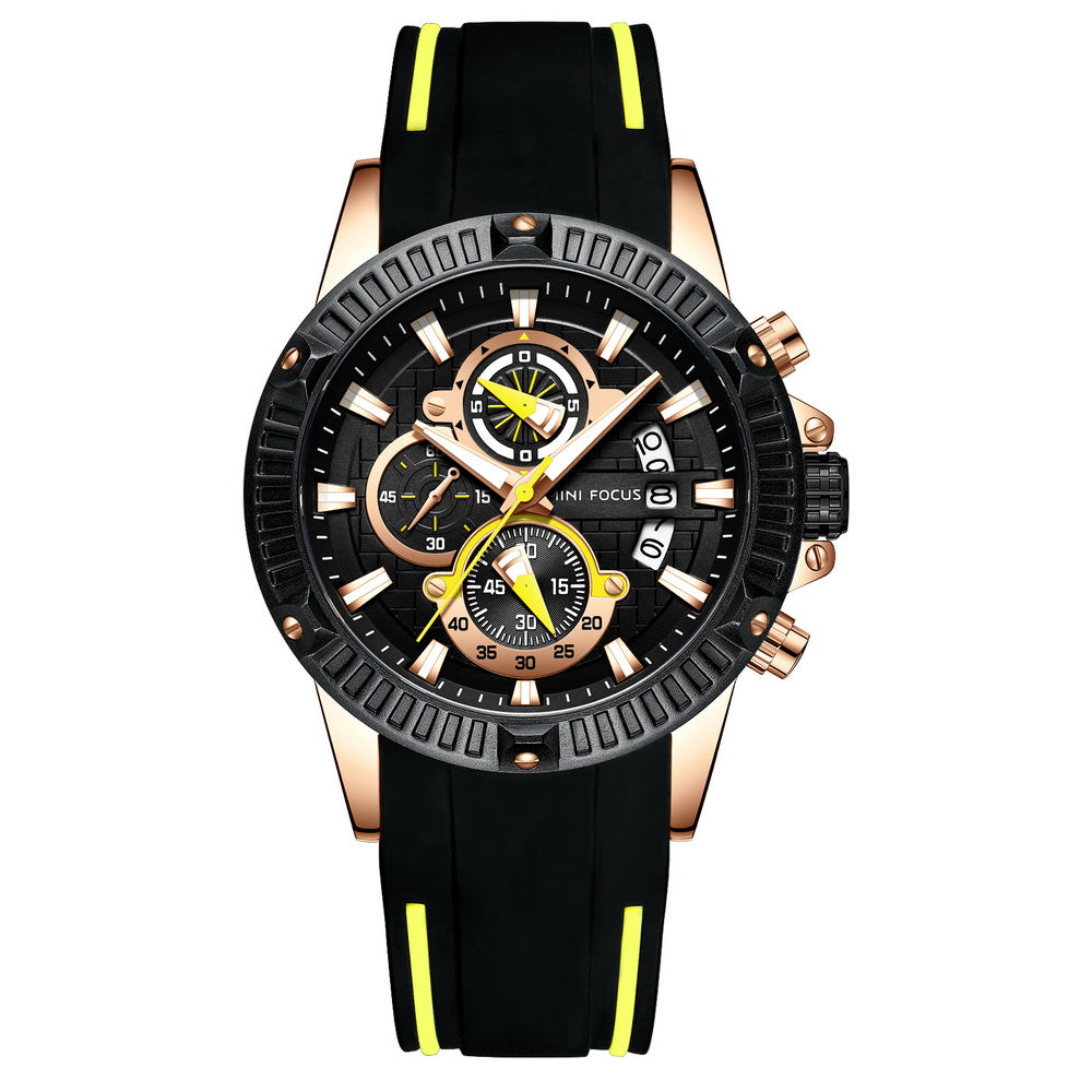 Sport Chronograph Silicone II — Rose Gold Black