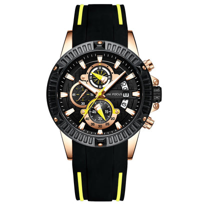 Sport Chronograph Silicone II — Rose Gold Black