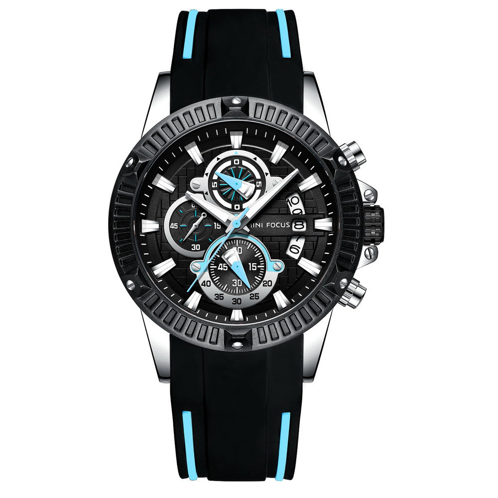 Sport Chronograph Silicone II — Silver Black