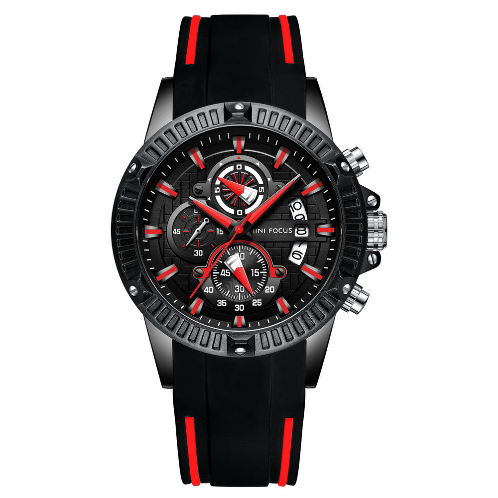 Sport Chronograph Silicone II — Black Red