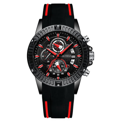 Sport Chronograph Silicone II — Black Red