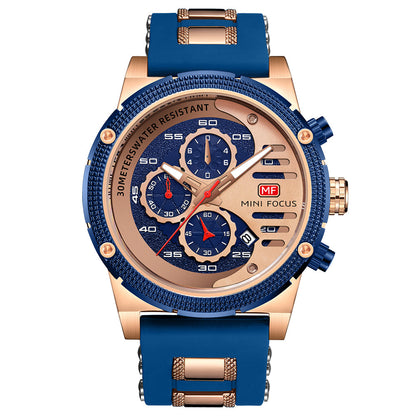 Bold Sport Chrono Silicone II — Rose Gold Blue