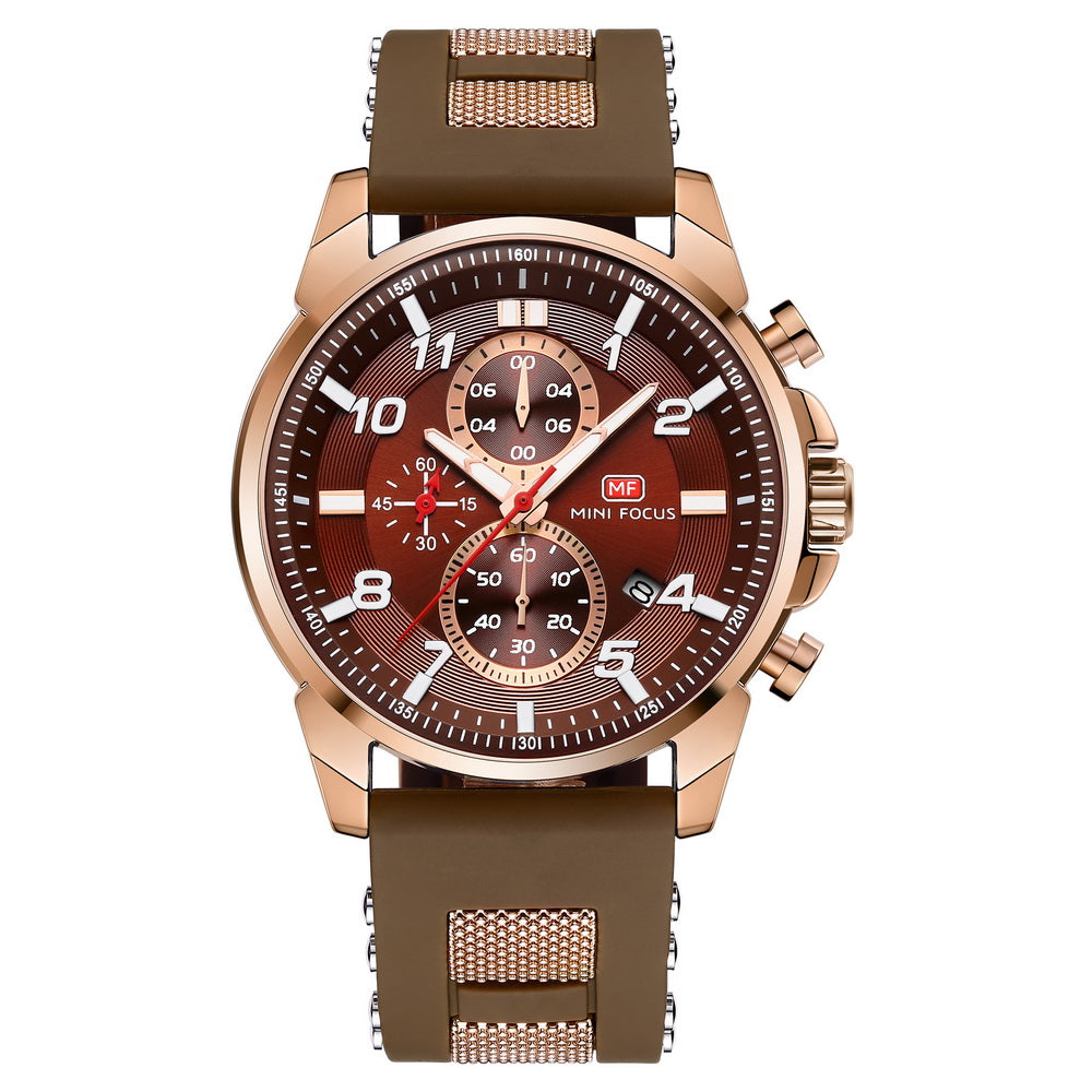 Sport Chronograph Silicone IV — Rose Gold Brown