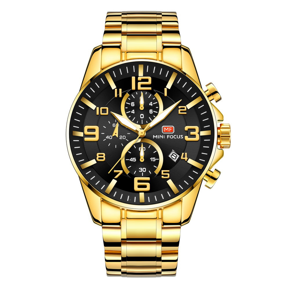 Gold Chronograph Steel Bracelet — Gold Black