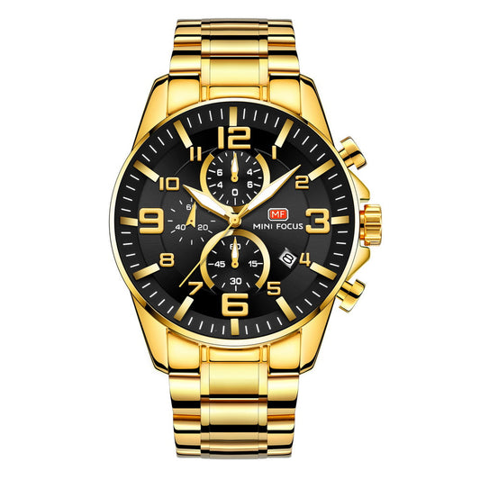 Gold Chronograph Steel Bracelet — Gold Black