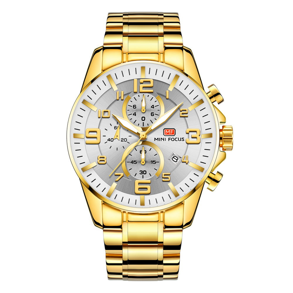 Gold Chronograph Steel Bracelet — Gold White