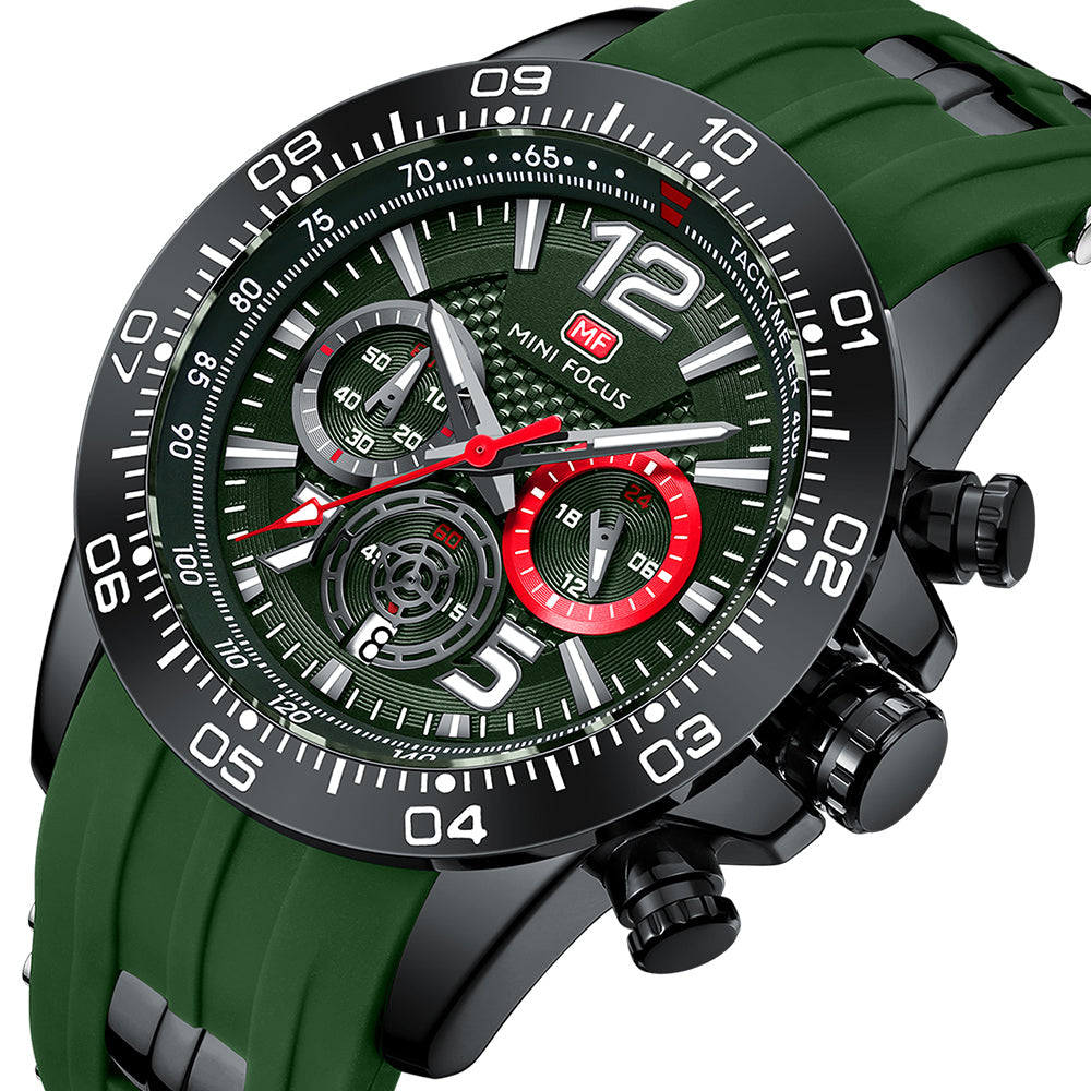 Racing Chrono Silicone — Black Green