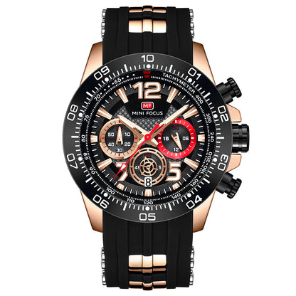 Racing Chrono Silicone — Rose Gold Black