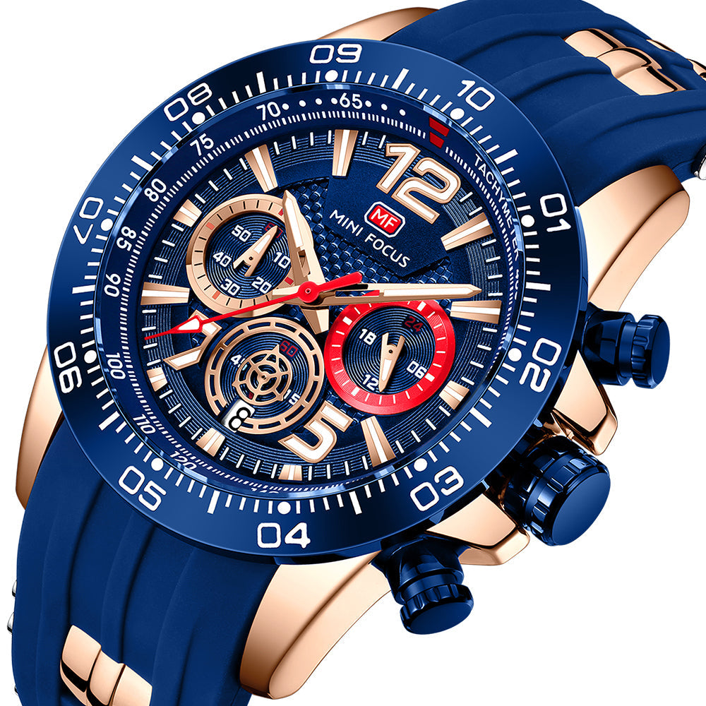 Racing Chrono Silicone — Rose Gold Blue