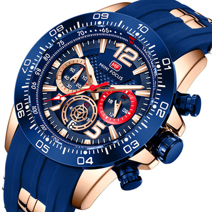Racing Chrono Silicone — Rose Gold Blue