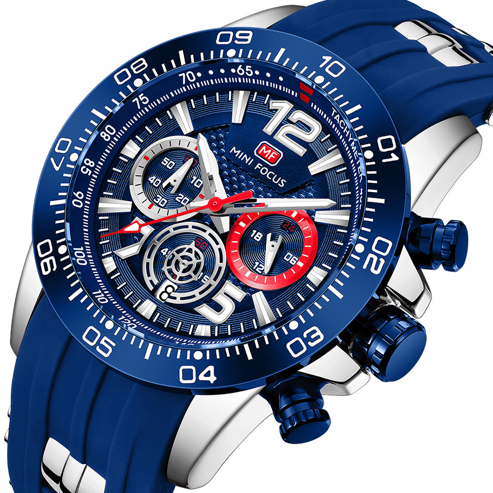 Racing Chrono Silicone — Silver Blue