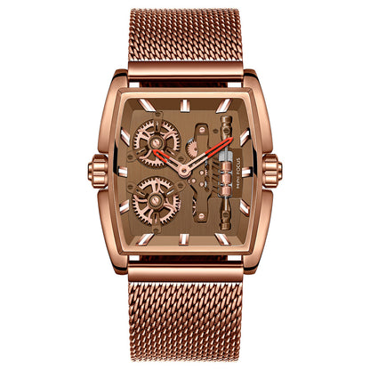 Tonneau Skeleton Classic — Steel — Rose Gold Brown Mesh