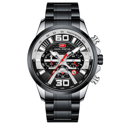 Sport Chronograph Steel Bracelet III — Black Silver