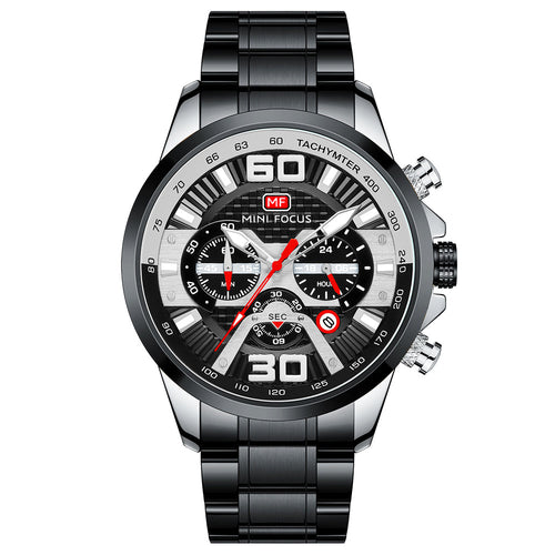 Sport Chronograph Steel Bracelet III — Black Silver