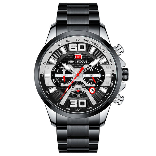 Sport Chronograph Steel Bracelet III — Black Silver
