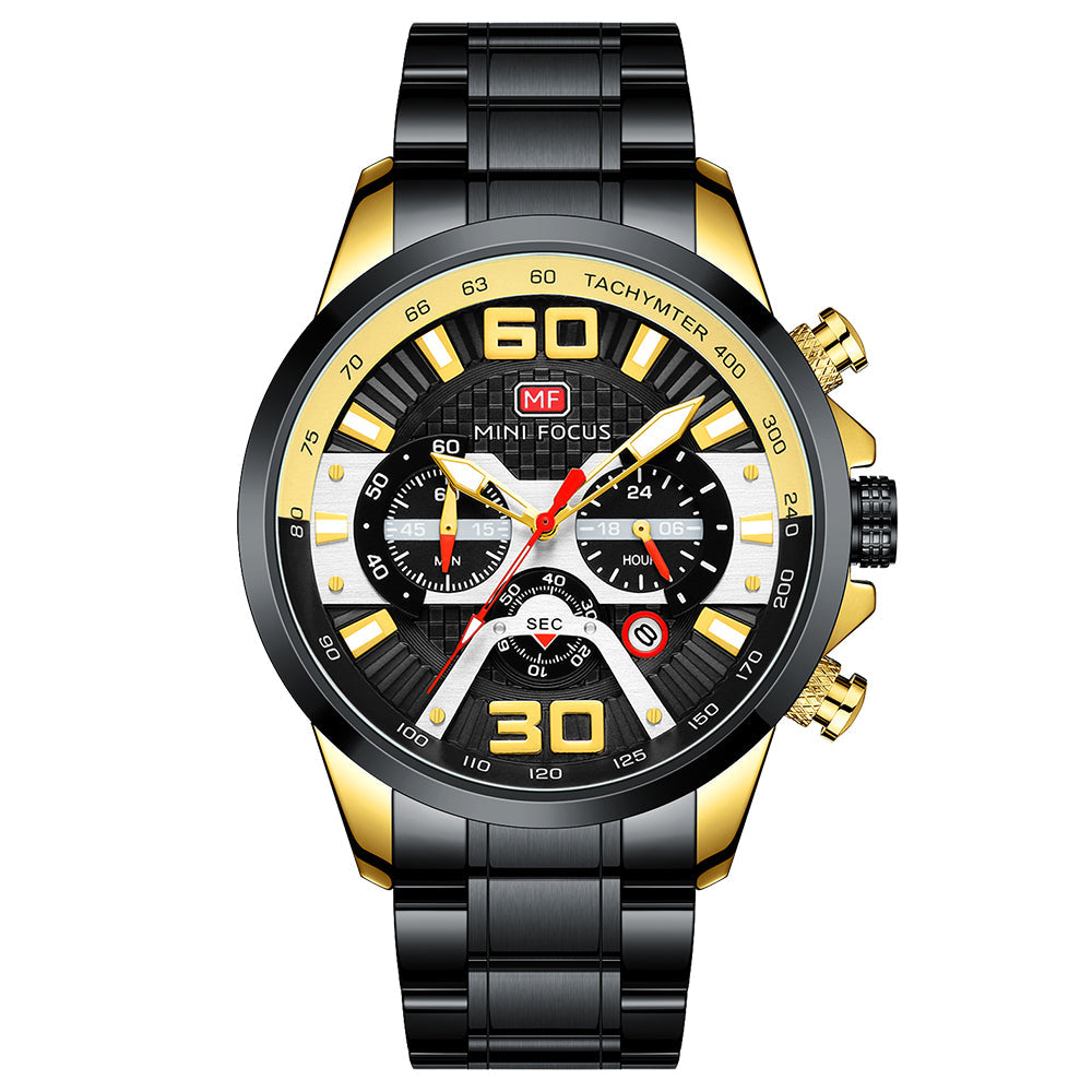 Sport Chronograph Steel Bracelet III — Black Gold