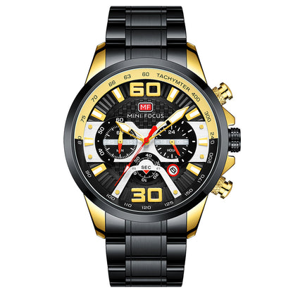 Sport Chronograph Steel Bracelet III — Black Gold