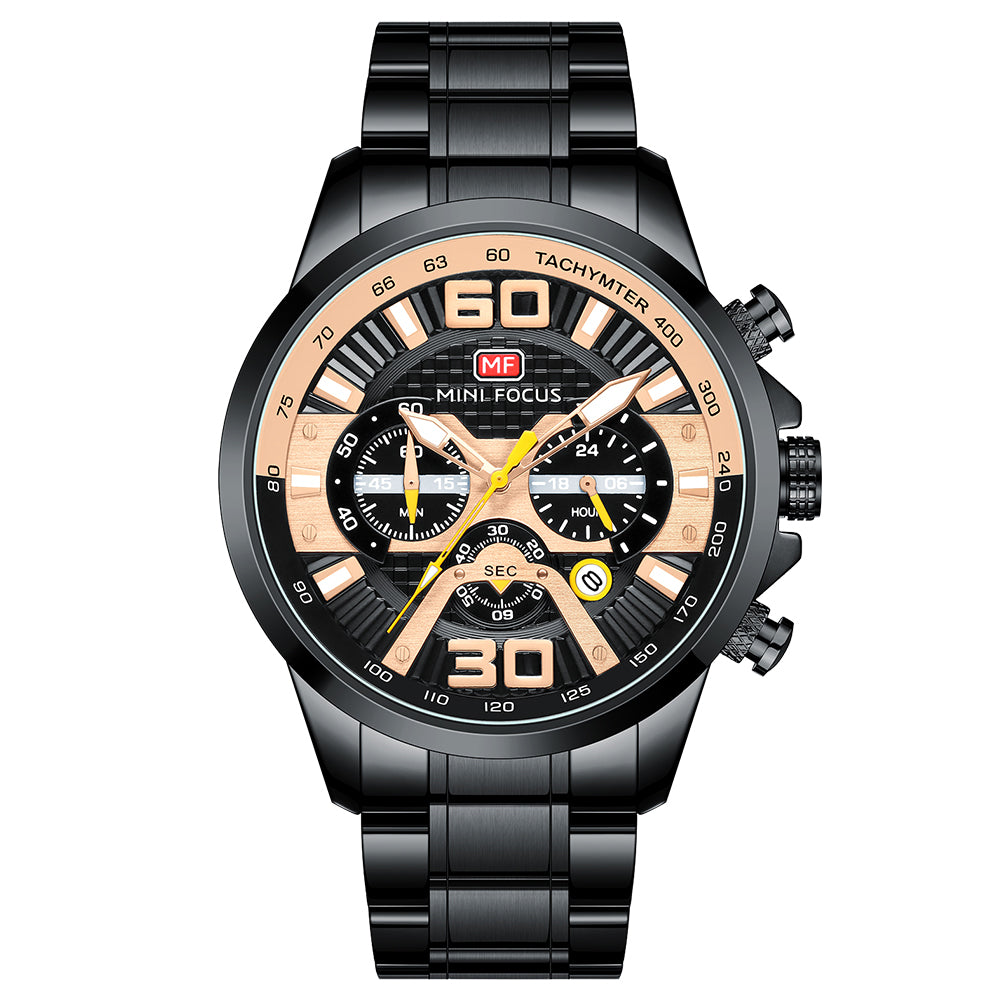 Sport Chronograph Steel Bracelet III — Black Rose Gold