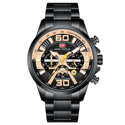 Sport Chronograph Steel Bracelet III — Black Rose Gold