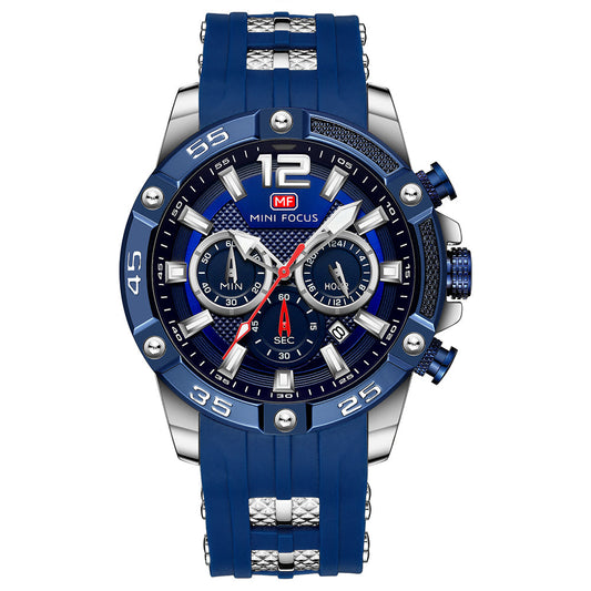 Bold Sport Chronograph Silicone — Silver Blue