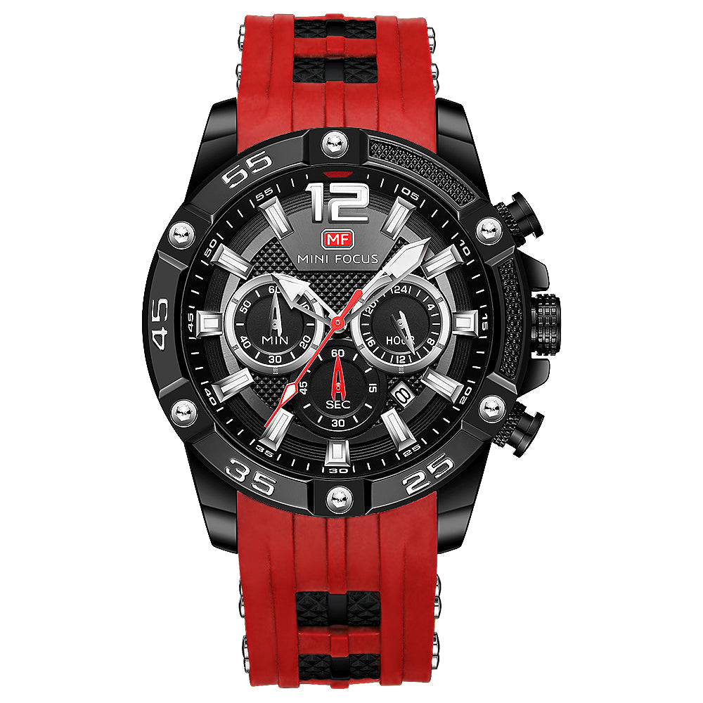 Bold Sport Chronograph Silicone — Black Red