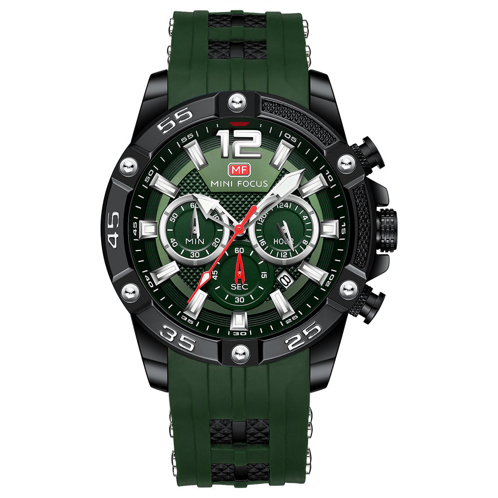 Bold Sport Chronograph Silicone — Black Green