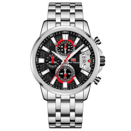 Sport Chronograph Steel Bracelet — Silver Black