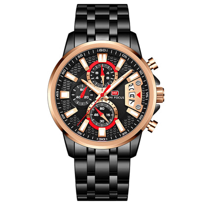Sport Chronograph Steel Bracelet — Black Rose Gold