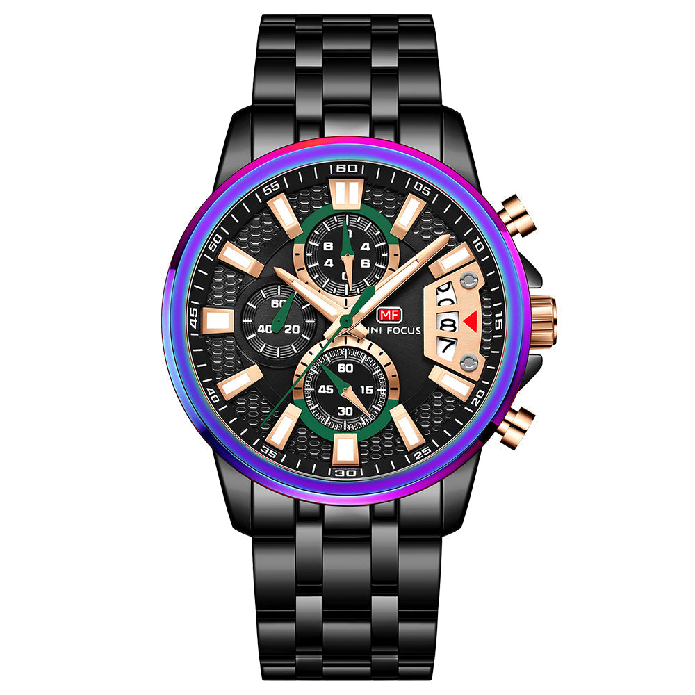 Sport Chronograph Steel Bracelet — Black Green
