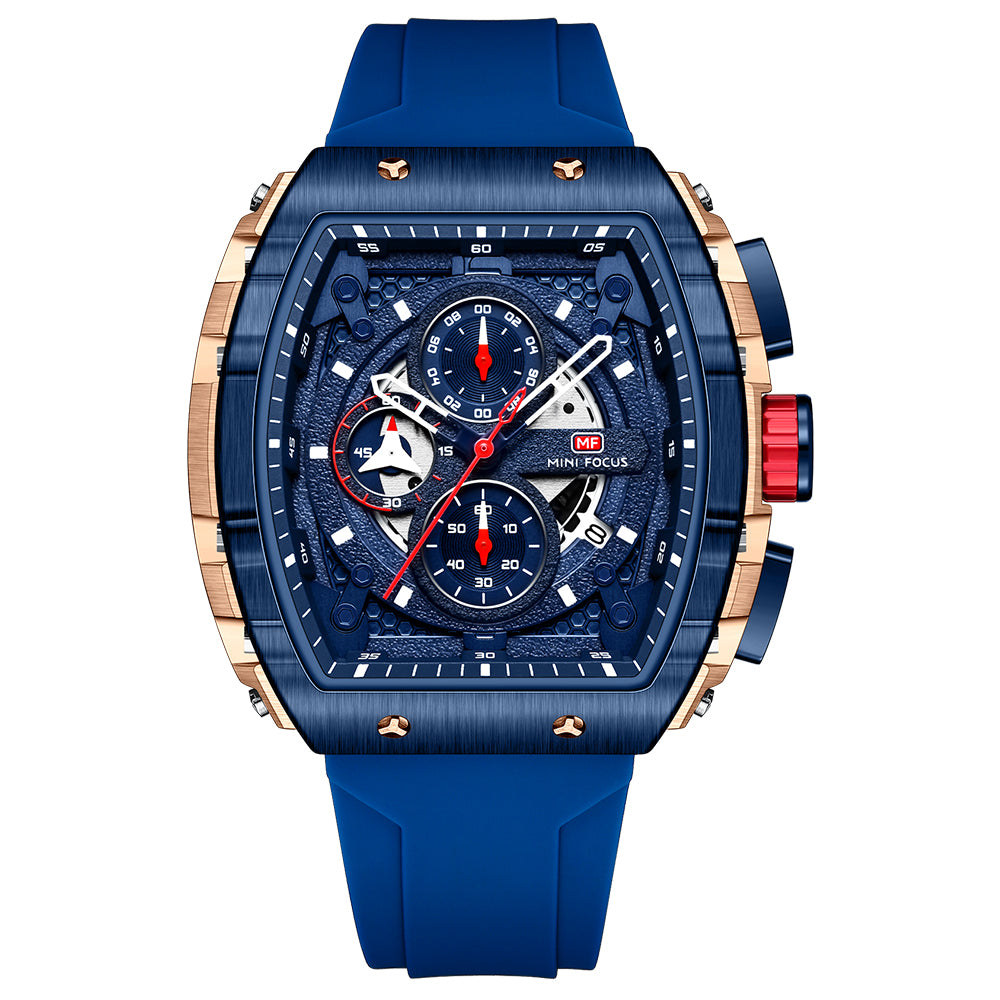 Tonneau Skeleton Chrono II — Blue Rose Gold